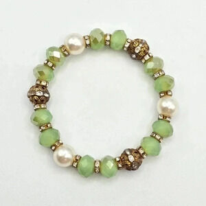 Green Pearl Beads Elastic Bracelet‎ B2